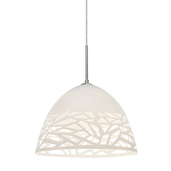 Besa Lighting Kiev Cord Pendant, White, Satin Nickel, 1x60W Incandescent 1JT-KIEVWH-SN - main